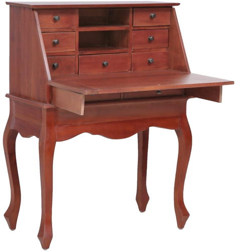 Sekretář hnědý 78 x 42 x 103 cm masivní mahagonové dřevo - Desk - Main image