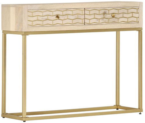 Console Table Gold 90 x 30 x 75cm Solid Mango Tree - Console Table - Main image