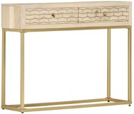 Konzolový stolík zlatý 90 x 30 x 75 cm masívny mangovník - Konzolový stolík