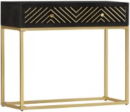 Konzolový stolík čierno-zlatý 90 x 30 x 75 cm masívny mangovník - Konzolový stolík