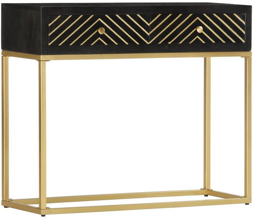 Console Table Black-gold 90 x 30 x 75cm Solid Mango - Console Table - Main image