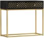 Konzolový stolík čierno-zlatý 90 x 30 x 75 cm masívny mangovník - Konzolový stolík