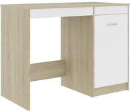 Psací stůl bílý a dub sonoma 100 x 50 x 76 cm dřevotříska - Desk