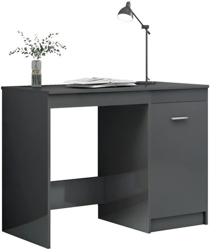 Psací stůl šedý s vysokým leskem 100 x 50 x 76 cm dřevotříska - Desk - Main image