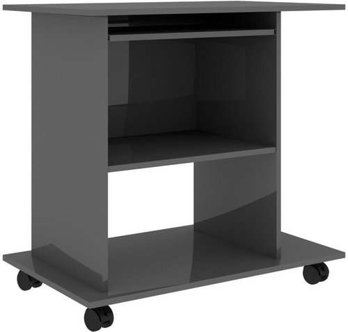 Počítačový stůl šedý s vysokým leskem 80x50x75 cm dřevotříska - Desk - Main image