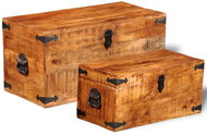 Storage Chests Set of 2 Pieces of Rough Mango Wood - Storage Box