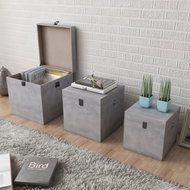 Storage Box Concrete 3 pcs Square Grey MDF - Storage Box
