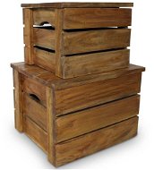 2-piece Set of Storage Boxes made of Solid Recycled Wood - Storage Box