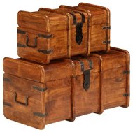 Set of Storage Chests 2 pcs Solid Acacia Sheesham Surface - Chest
