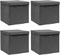 Storage Boxes with Lids 4 pcs Grey 32 x 32 x 32cm Textile - Storage Box