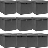 Storage Boxes with Lids 10 pcs Grey 32 x 32 x 32cm Textile - Storage Box
