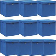 Úložné boxy s vekami 10 ks modré 32 × 32 × 32 cm textil - Úložný box
