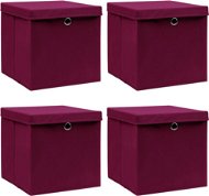Úložný box Úložné boxy s vekami 4 ks tmavočervené 32 × 32 × 32 cm textil - Úložný box