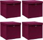 Storage Boxes with Lids 4 pcs Dark Red 32 x 32 x 32cm Textile - Storage Box