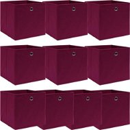 Úložné boxy 10 ks tmavočervené 32 × 32 × 32 cm textil - Úložný box
