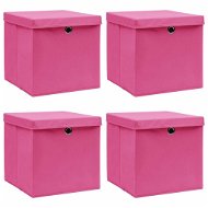 Úložné boxy s víky 4 ks růžové 32 x 32 x 32 cm textil - Úložný box