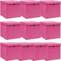 Úložné boxy s vekami 10 ks ružové 32 × 32 × 32 cm textil - Úložný box
