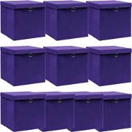 Úložné boxy s vekami 10 ks fialové 32 × 32 × 32 cm textil - Úložný box