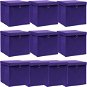 Úložné boxy s vekami 10 ks fialové 32 × 32 × 32 cm textil - Úložný box