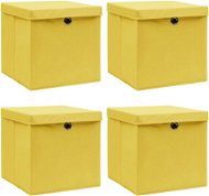 Úložné boxy s vekami 4 ks žlté 32 × 32 × 32 cm textil - Úložný box