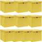 Úložné boxy s vekami 10 ks žlté 32 × 32 × 32 cm textil - Úložný box