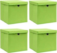 Úložné boxy s vekami 4 ks zelené 32 × 32 × 32 cm textil - Úložný box