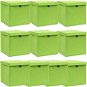 Úložné boxy s vekami 10 ks zelené 32 × 32 × 32 cm textil - Úložný box