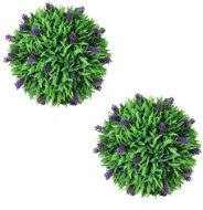 Set of 2 Plastic Boxwood Balls with Lavender 30cm - Artificial Flower