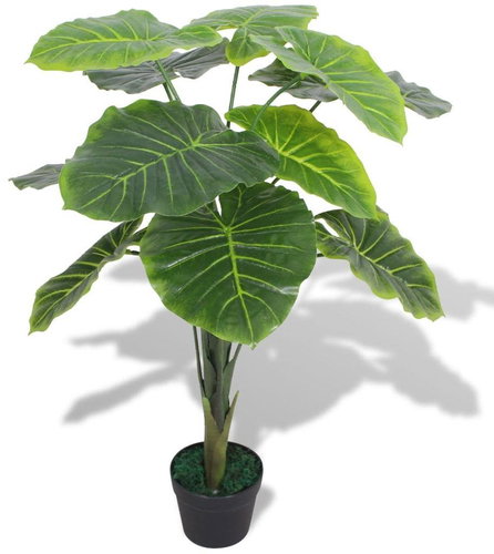 Artificial Colocasia (Taro) Plant with Flowerpot 70cm Green - Artificial Flower - Main image