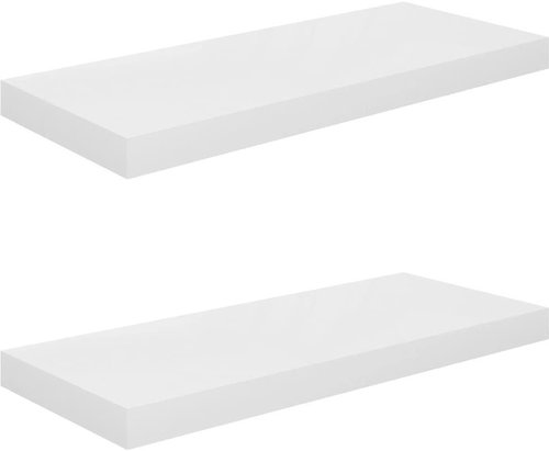 Shumee plovoucí nástěnné 2 ks bílé vysoký lesk 60×23,5×3,8 cm, 323749 - Shelf - Main image