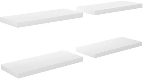 Shumee plovoucí nástěnné 4 ks bílé vysoký lesk 60×23,5×3,8 cm, 323750 - Shelf - Main image