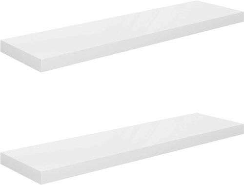 Shumee plovoucí nástěnné 2 ks bílé vysoký lesk 90×23,5×3,8 cm, 323755 - Shelf - Main image