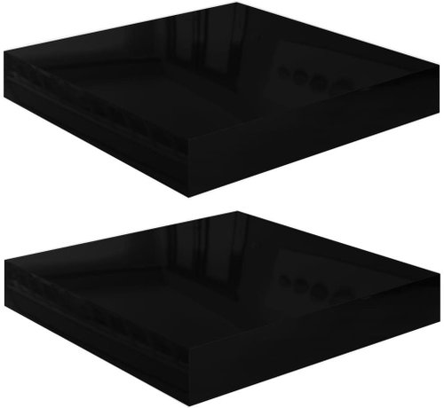 Shumee plovoucí nástěnné 2 ks černé vysoký lesk 23×23,5×3,8 cm, 323761 - Shelf - Main image