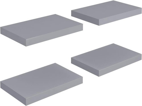 Shumee plovoucí nástěnné 4 ks šedé 40×23×3,8 cm MDF, 323849 - Shelf - Main image