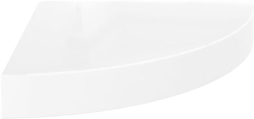 Shumee plovoucí rohová bílá vysoký lesk 25×25×3,8 cm MDF, 323886 - Shelf - Main image