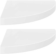 Shumee plávajúce rohové 2 ks biele vysoký lesk 35×35×3,8 cm MDF, 323908 - Polica