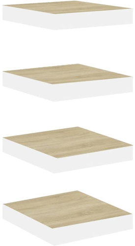 Shumee plovoucí nástěnné 4 ks dub a bílé 23×23,5×3,8 cm MDF, 326569 - Shelf - Main image