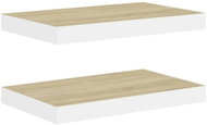 Shumee plovoucí nástěnné 2 ks dub a bílé 40×23×3,8 cm MDF, 326571 - Shelf