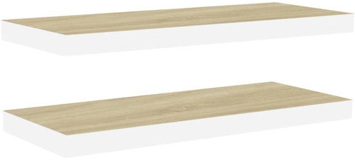 Shumee plovoucí nástěnné 2 ks dub a bílé 60×23,5×3,8 cm MDF, 326577 - Shelf - Main image