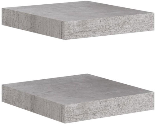 Shumee floating wall mounted 2 pcs concrete grey 23×23,5×3,8 cm MDF, 326589 - Shelf - Main image