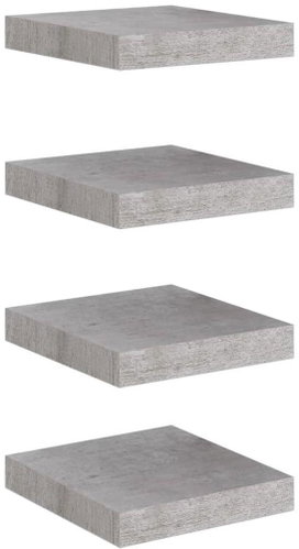Shumee plovoucí nástěnné 4 ks betonově šedé 23×23,5×3,8 cm MDF, 326590 - Police - Main image