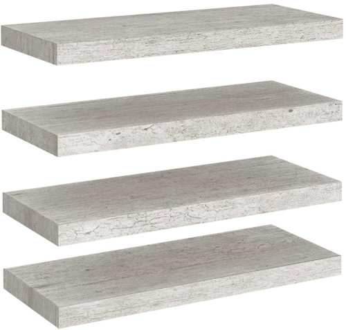 Shumee plovoucí nástěnné 4 ks betonově šedé 60×23,5×3,8 cm MDF, 326599 - Police - Main image