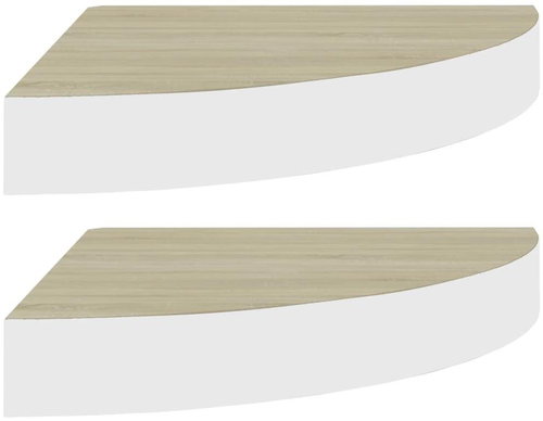 Shumee Nástěnné rohové 2 ks dub a bílé 25×25×3,8 cm MDF, 326631 - Shelf - Main image