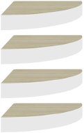 Shumee - Nástenné rohové, 4 ks, dub a biele, 25 × 25 × 3,8 cm, MDF, 326632 - Polica