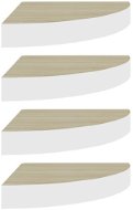 Shumee Nástenná rohová 4 ks dub a biela 35 × 35 × 3,8 cm MDF, 326641 - Polica