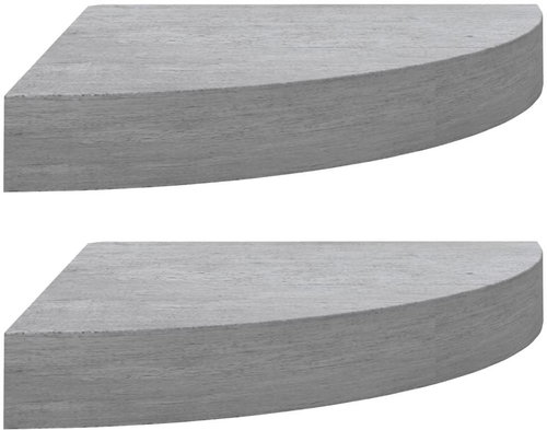 Shumee Nástěnné rohové 2 ks betonově šedé 35×35×3,8 cm MDF, 326643 - Shelf - Main image