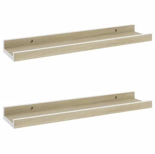 Shumee Nástěnné 2 ks bílé a dub sonoma 40×9×3 cm , 326689 - Shelf - Main image