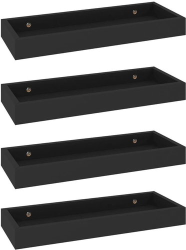 Shumee Nástěnné Loggia 4 ks černé 40×15×4 cm MDF, 330202 - Shelf - Main image