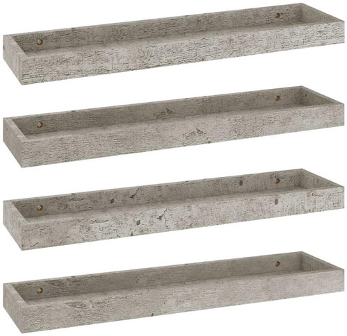 Shumee Nástěnné Loggia 4 ks betonově šedé 60×15×4 cm MDF, 330224 - Police - Main image