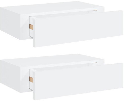 Shumee Wall mounted with drawers 2 pcs white 40×23,5×10 cm MDF, 330242 - Shelf - Main image